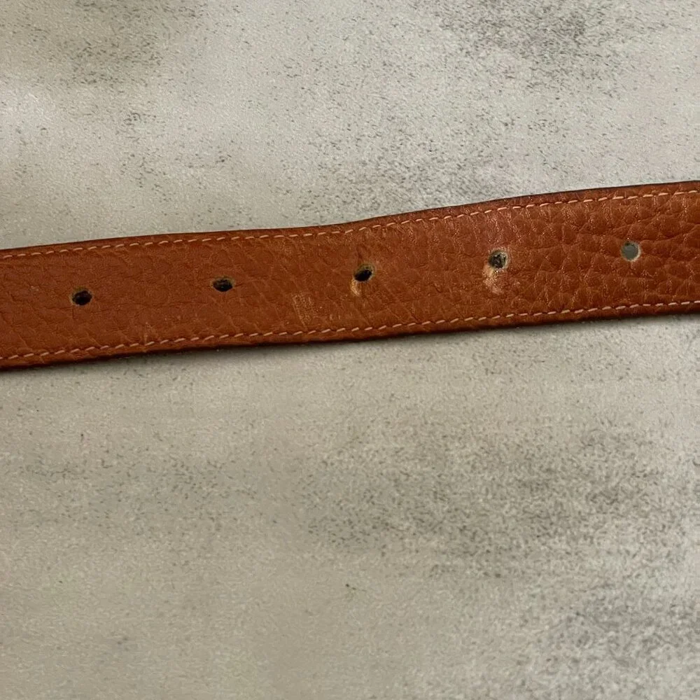 Vintage Polo Ralph Lauren Brown Pebbled Leather Removable Buckle Belt Unisex 36